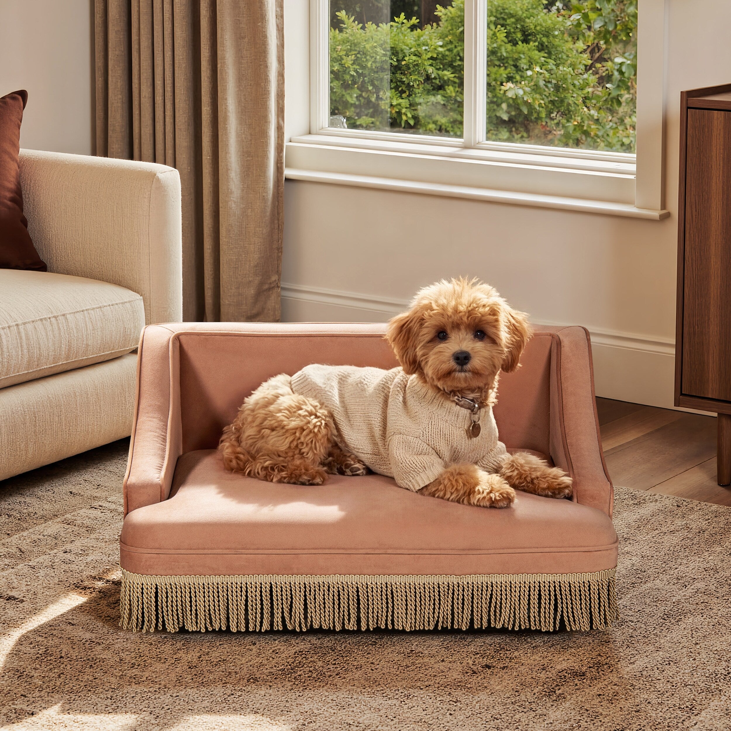 Jennifer Taylor Home Duchess 33 Medium Princess Pet Bed Sofa With Fringe Skirt