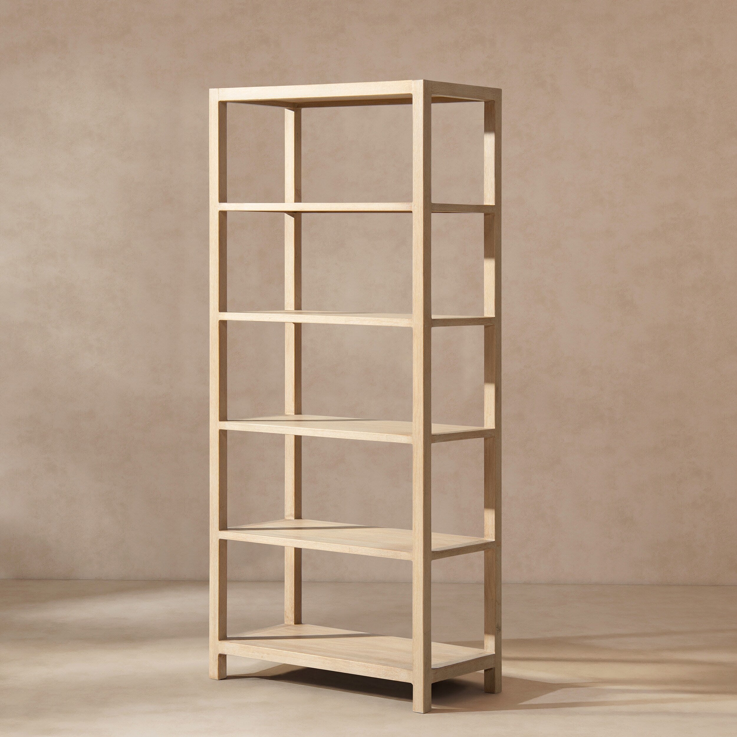 Jennifer Taylor Home Ellis 71 Reclaimed Wood 5 Shelf Open Frame Bookcase Light Natural Cerused Reclaimed Pine Wood