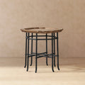 Jennifer Taylor Home Foundry 24 Square Reclaimed Wood Iron Side Table Antique Natural Brown Reclaimed Pine Wood