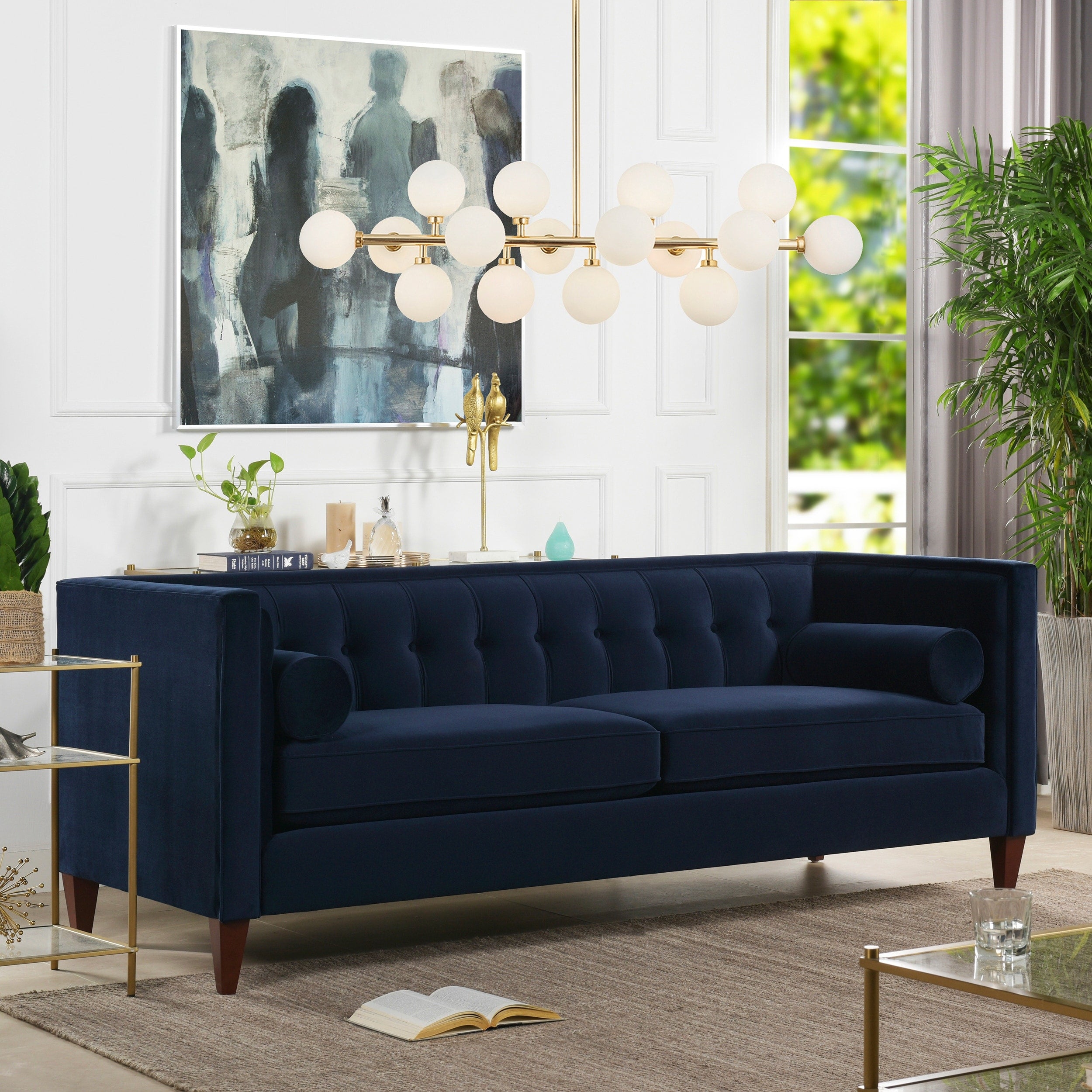 Carson Carrington Hockerstad Tuxedo Sofa With 2 Bolster Pillows