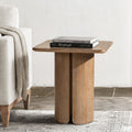 Jennifer Taylor Home Sonoma 22 Square Pedestal Side Table Rustic Greige Brown Reclaimed Pine Wood