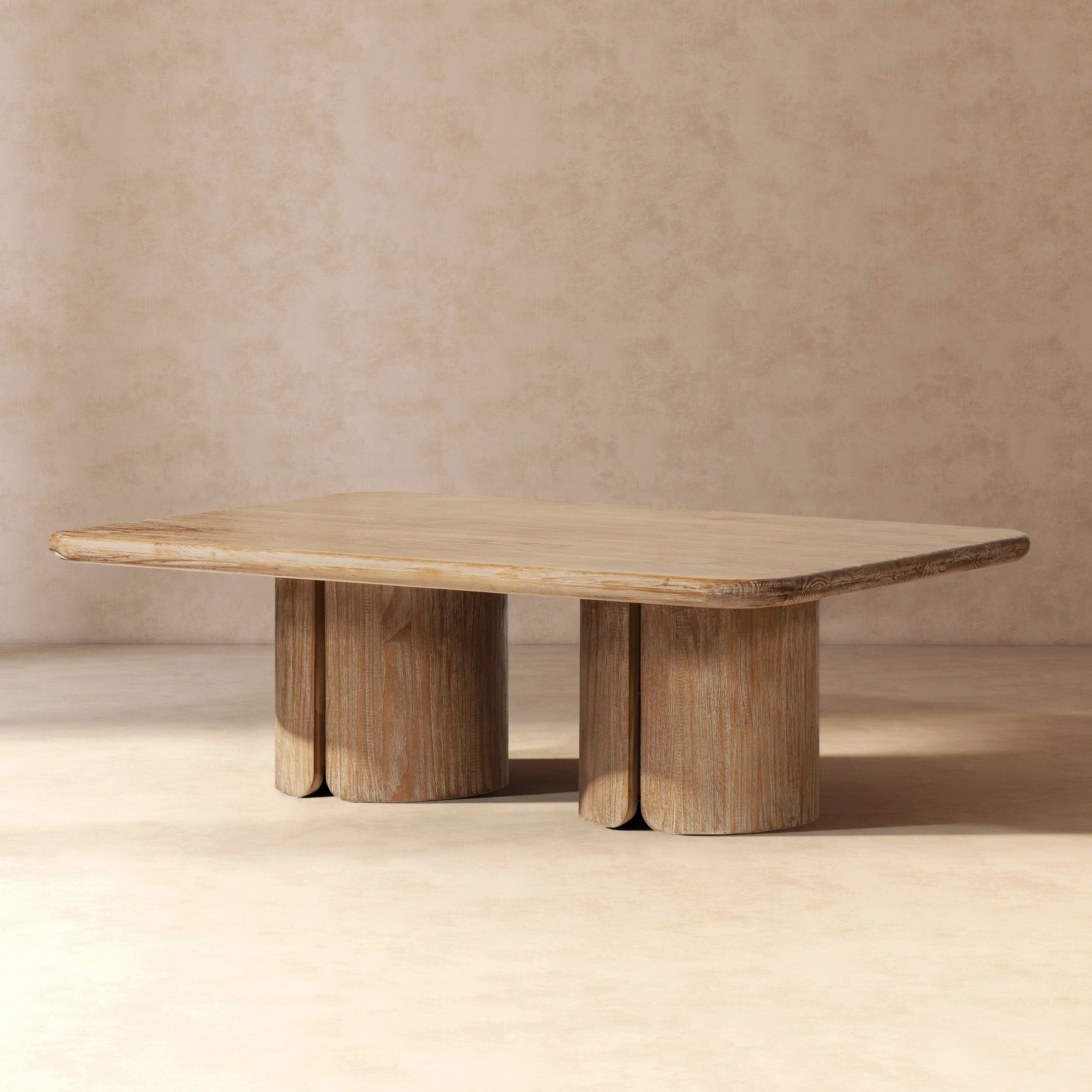 Jennifer Taylor Home Sonoma 50 Reclaimed Pine Pedestal Coffee Table Rustic Greige Brown Reclaimed Pine Wood