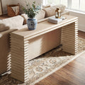 Jennifer Taylor Home Veda 63 Reclaimed Wood Stacked Geometric Waterfall Console Table Whitewashed Natural Reclaimed Pine Wood