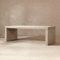 Jennifer Taylor Home Veda 94 Reclaimed Wood Stacked Geometric Waterfall Dining Table Whitewashed Natural