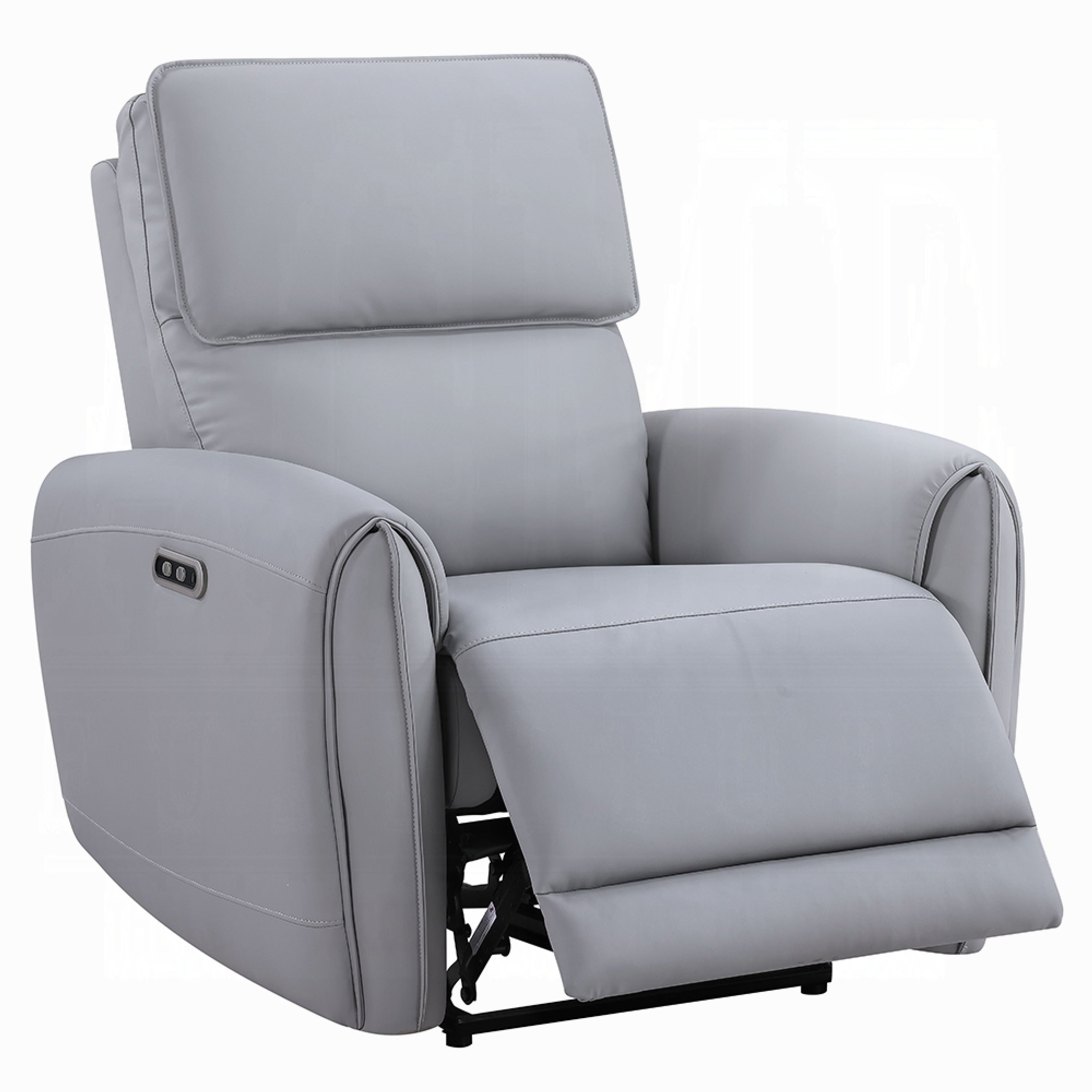 Jero Power Motion Recliner Armchair With Usb Port Light Gray Faux Leather