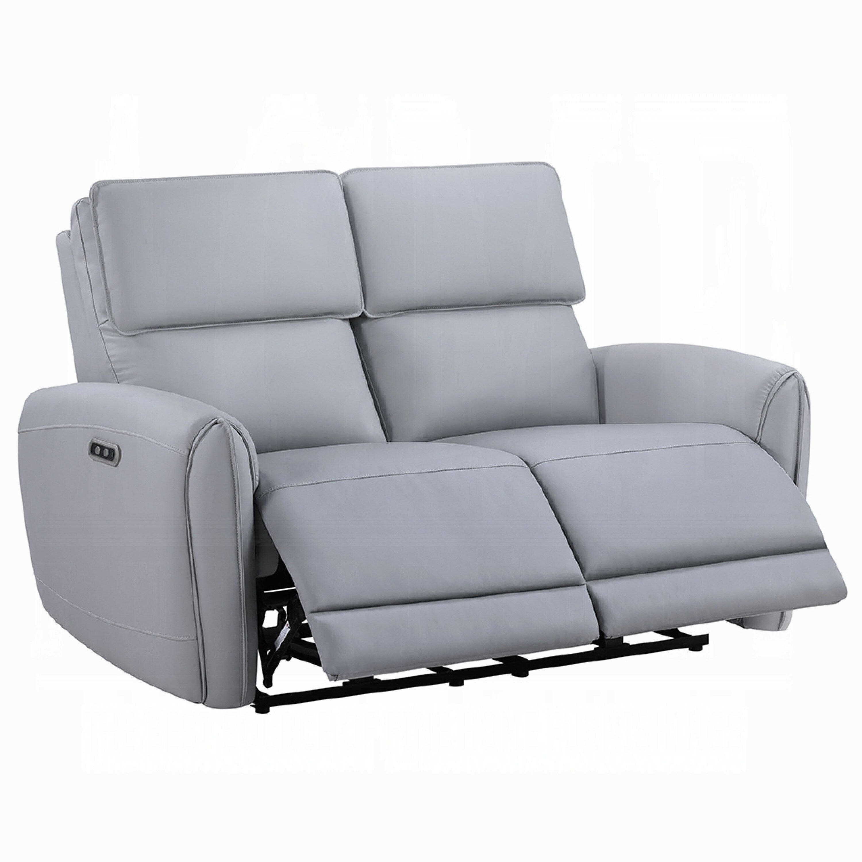 Jero Power Motion Recliner Loveseat Usb Port Light Gray Faux Leather