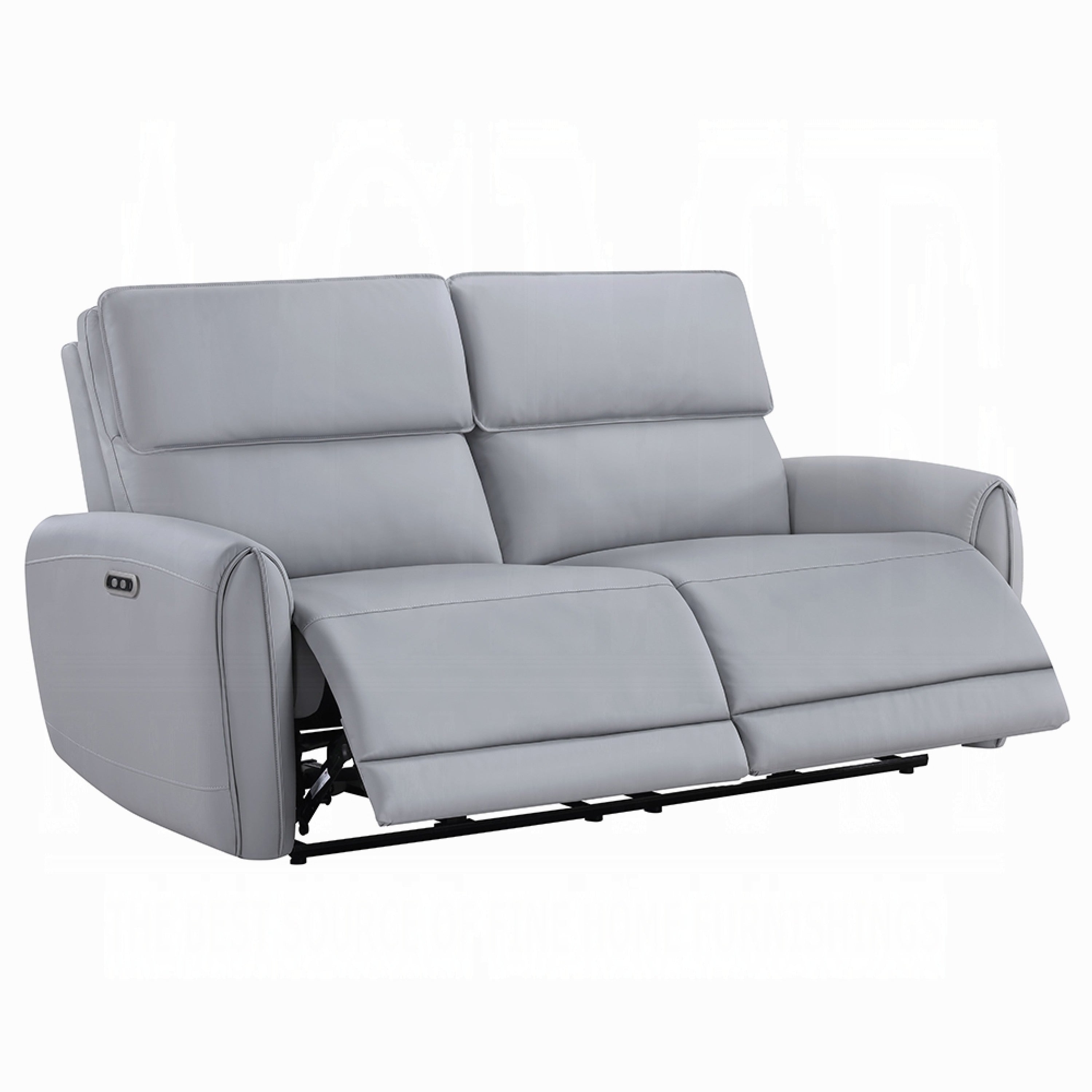 Jero Power Motion Recliner Sofa 2 Seater Usb Port Gray Faux Leather