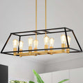 Jerry Matte Black Gold 8 Light Linear Kitchen Island Chandelier