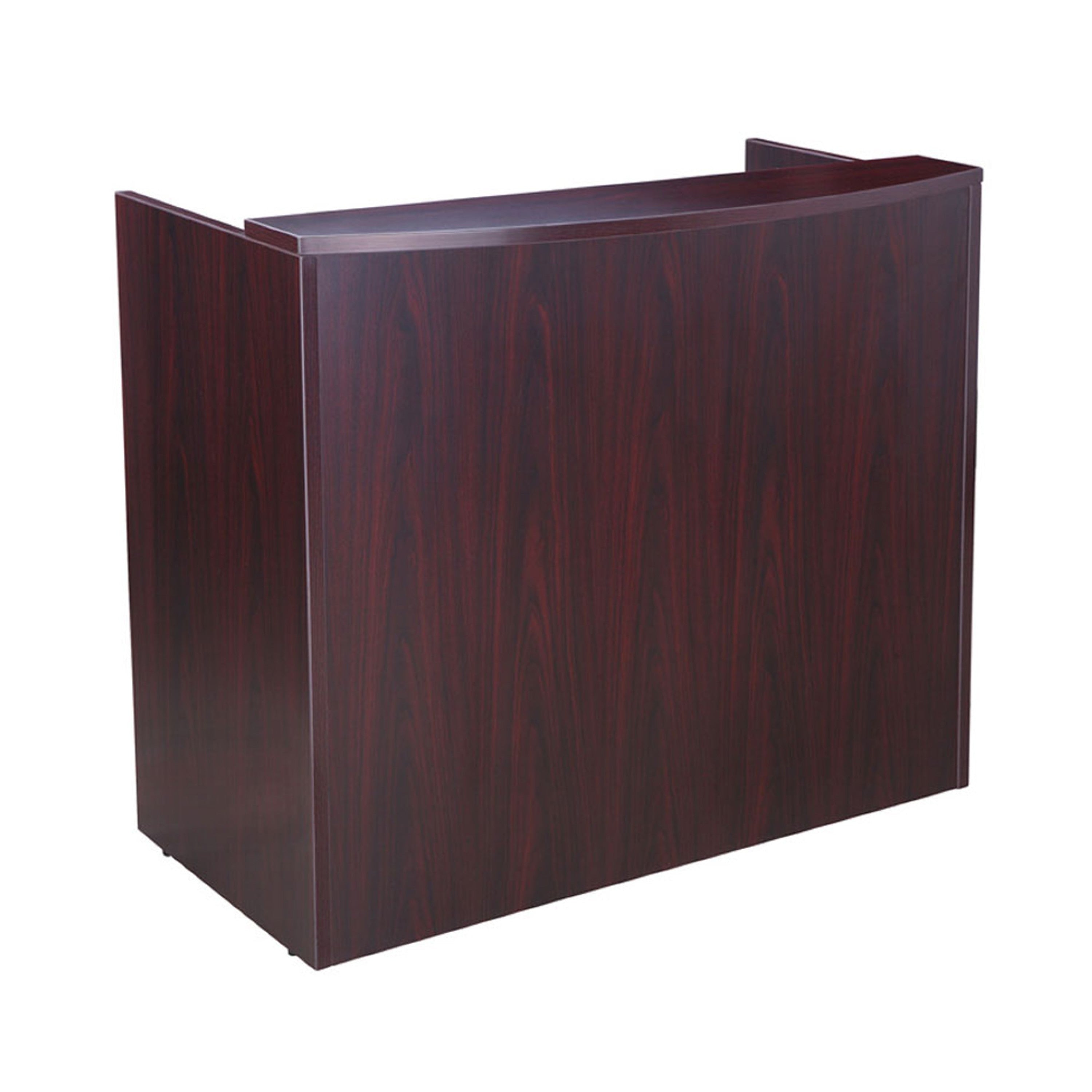 Jery Reception Desk 48 Inch Modesty Panel Mahogany Red Melamine