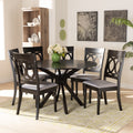 Jessie Grey Fabric And Dark Brown Finished Wood 7 Piece Dining Set