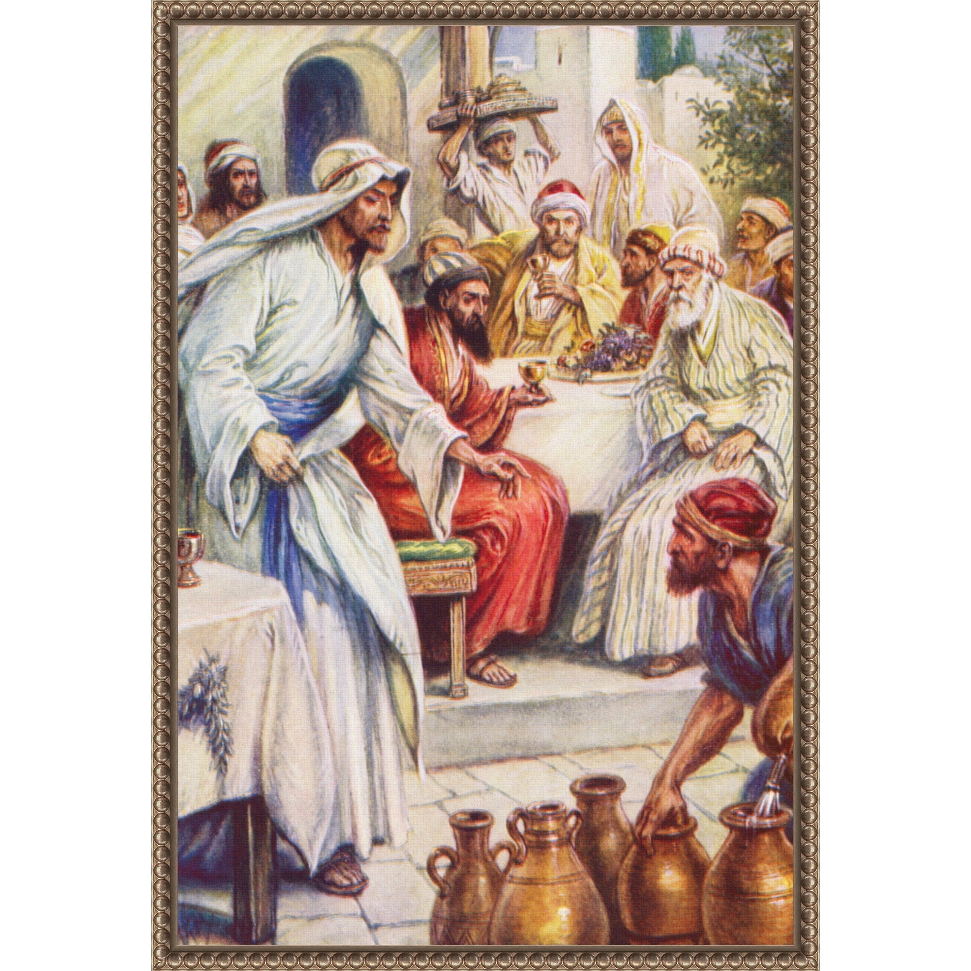 Jesus At The Wedding Feast By Evelyn Stuart Hardy Framed Canvas Wall Art Print