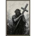 Jesus Christ Black White By Hugo Framed Mounted Canvas Wall Art Print