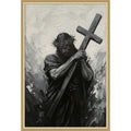 Jesus Christ Black White By Hugo Framed Mounted Canvas Wall Art Print