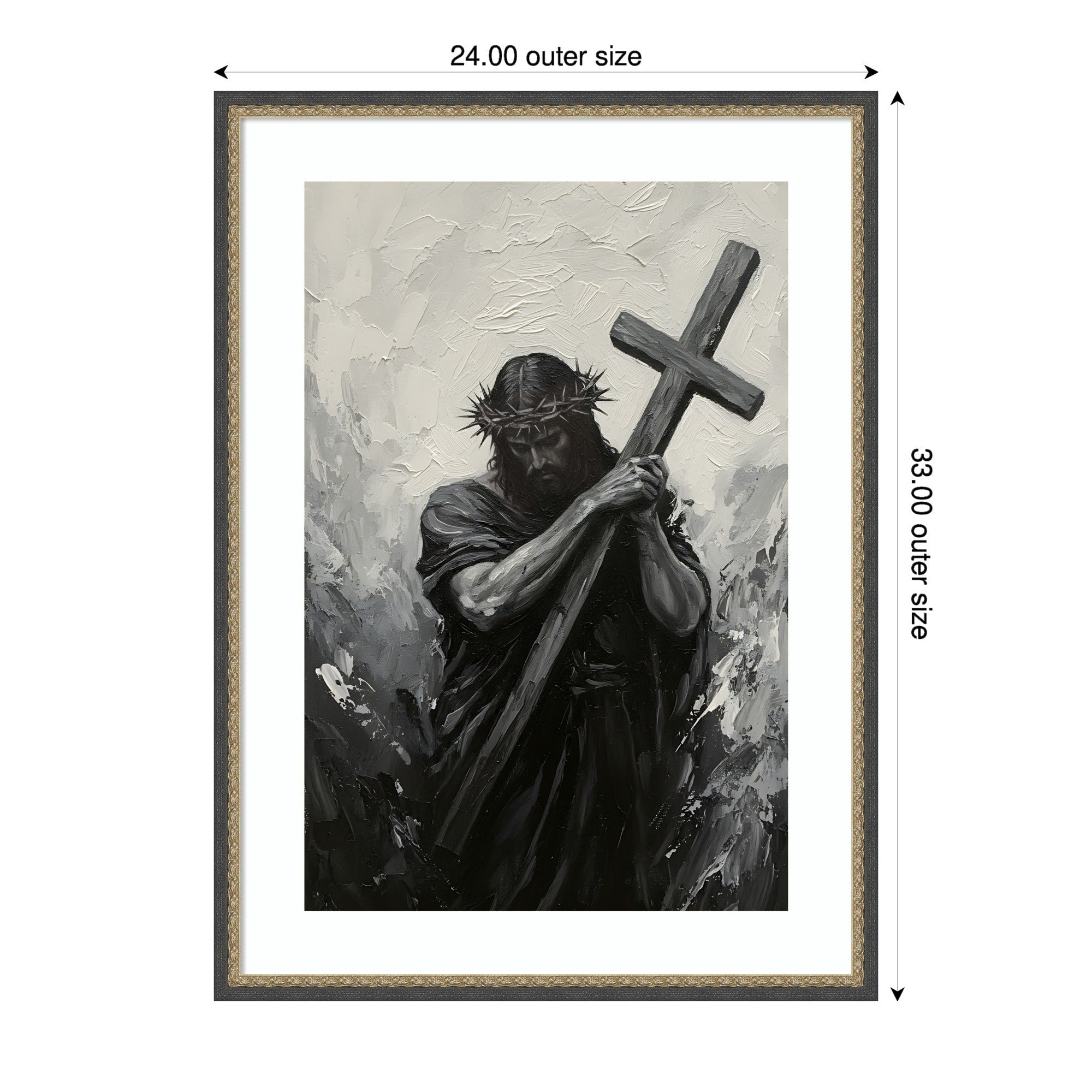Jesus Christ Black White By Hugo Wood Framed Wall Art Print