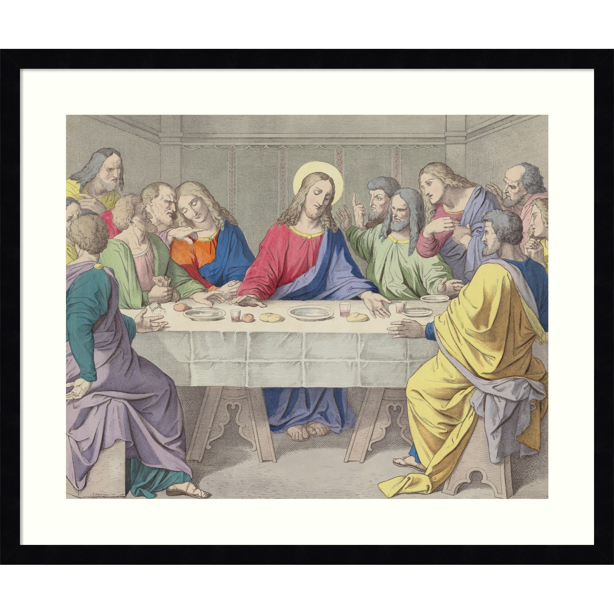 Jesus Institutes The Eucharist By German School Wood Framed Wall Art Print