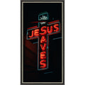 Jesus Saves Neon Sign At Night By Jon Bilous Framed Mounted Canvas Wall Art Print