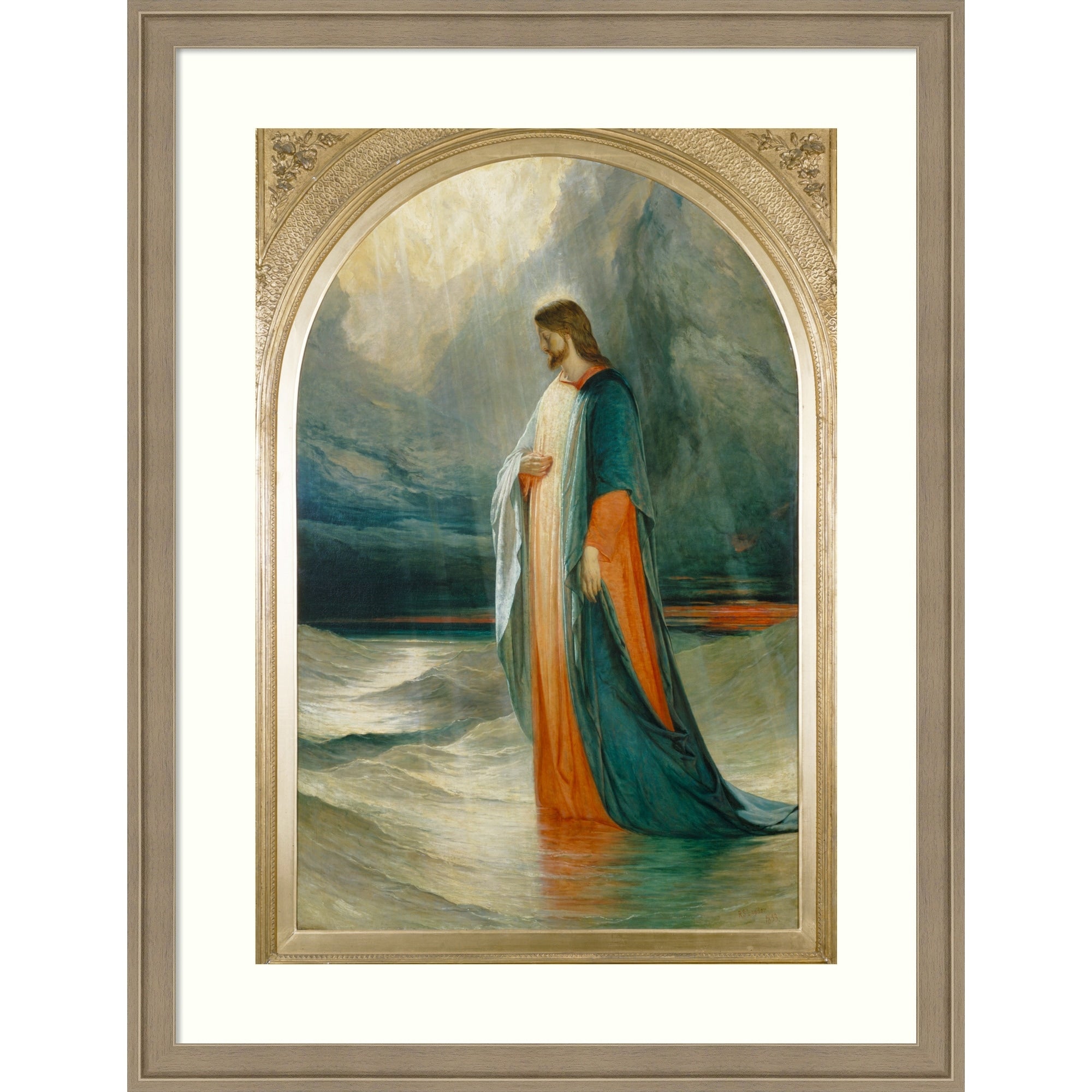 Jesus Walking On The Sea By Robert Scott Lauder Wood Framed Wall Art Print