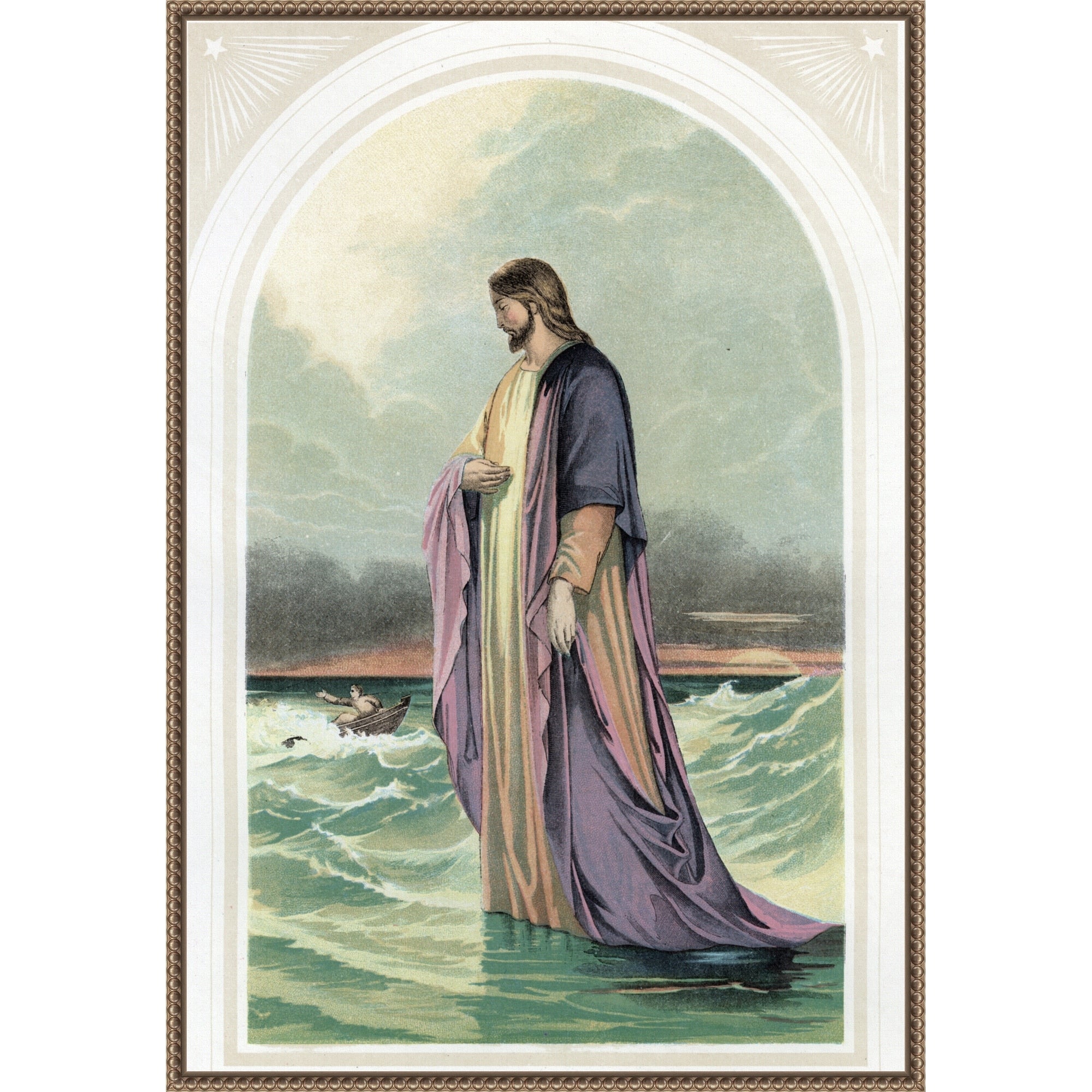 Jesus Walking On The Water Framed Canvas Wall Art Print