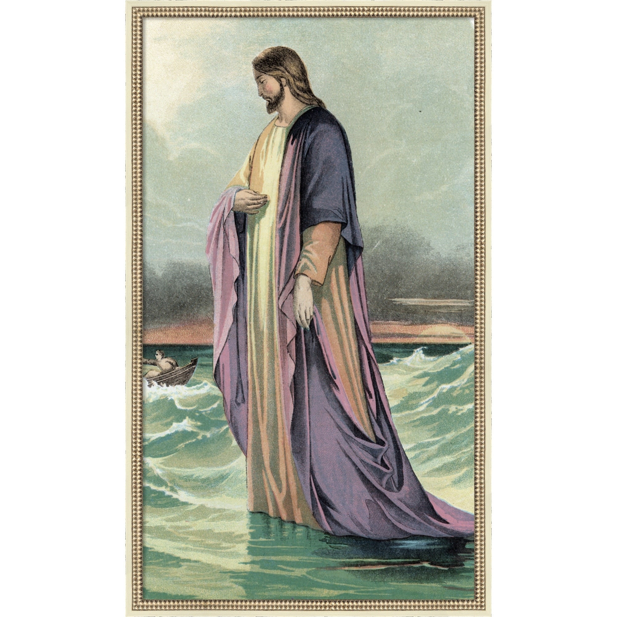 Jesus Walking On The Water Wood Framed Wall Art Print