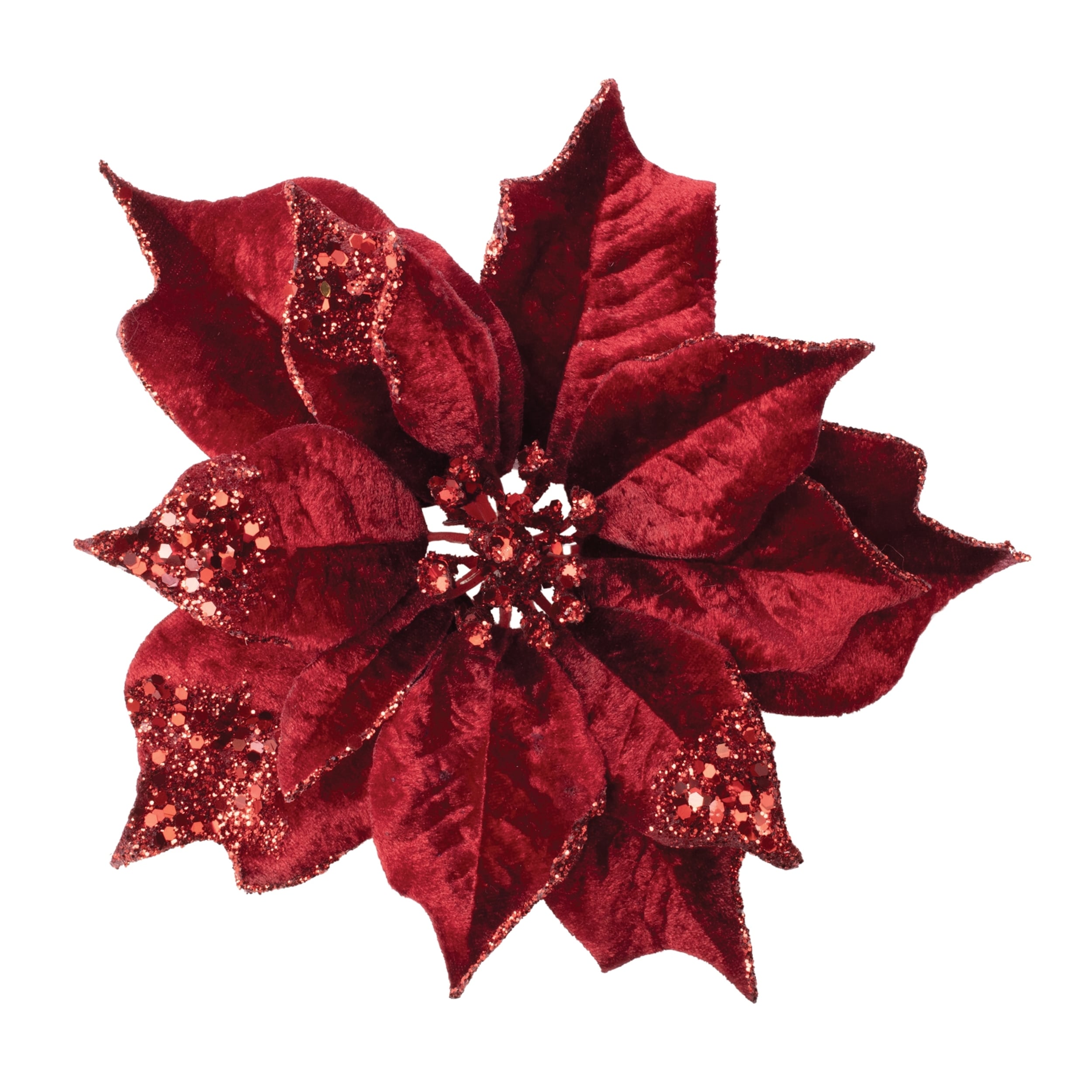 Jeweled Poinsettia Flower Clip Set Of 6