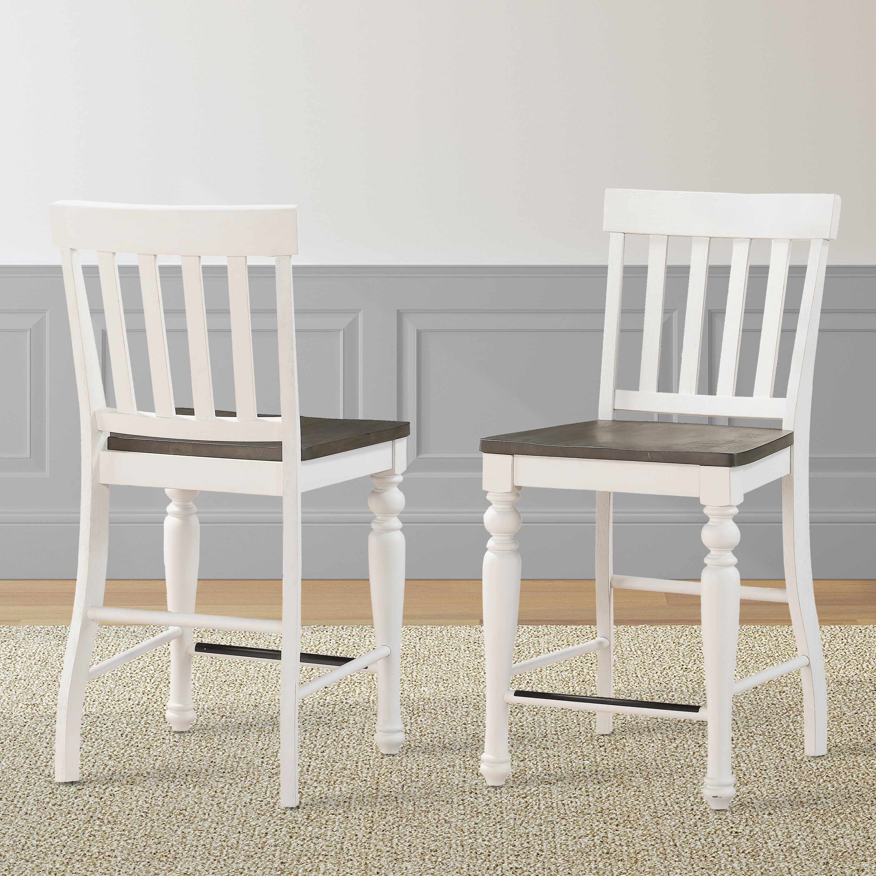Jillian Farmhouse Two Tone Counter Chairs By Greyson Living Set Of 2 Counter Height Chair