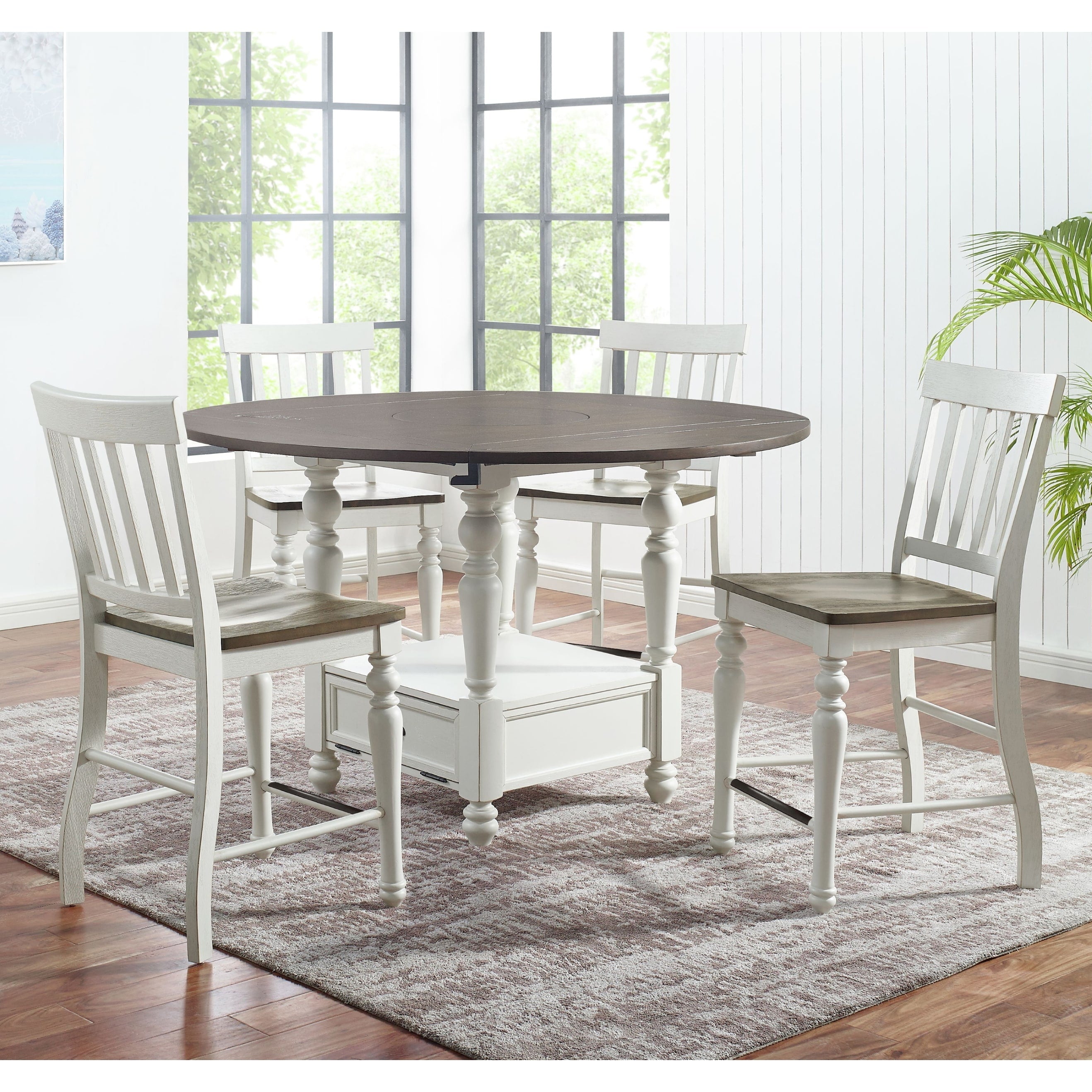 Jillian Two Tone Counter Height Drop Leaf 5 Piece Dining Set By Greyson Living