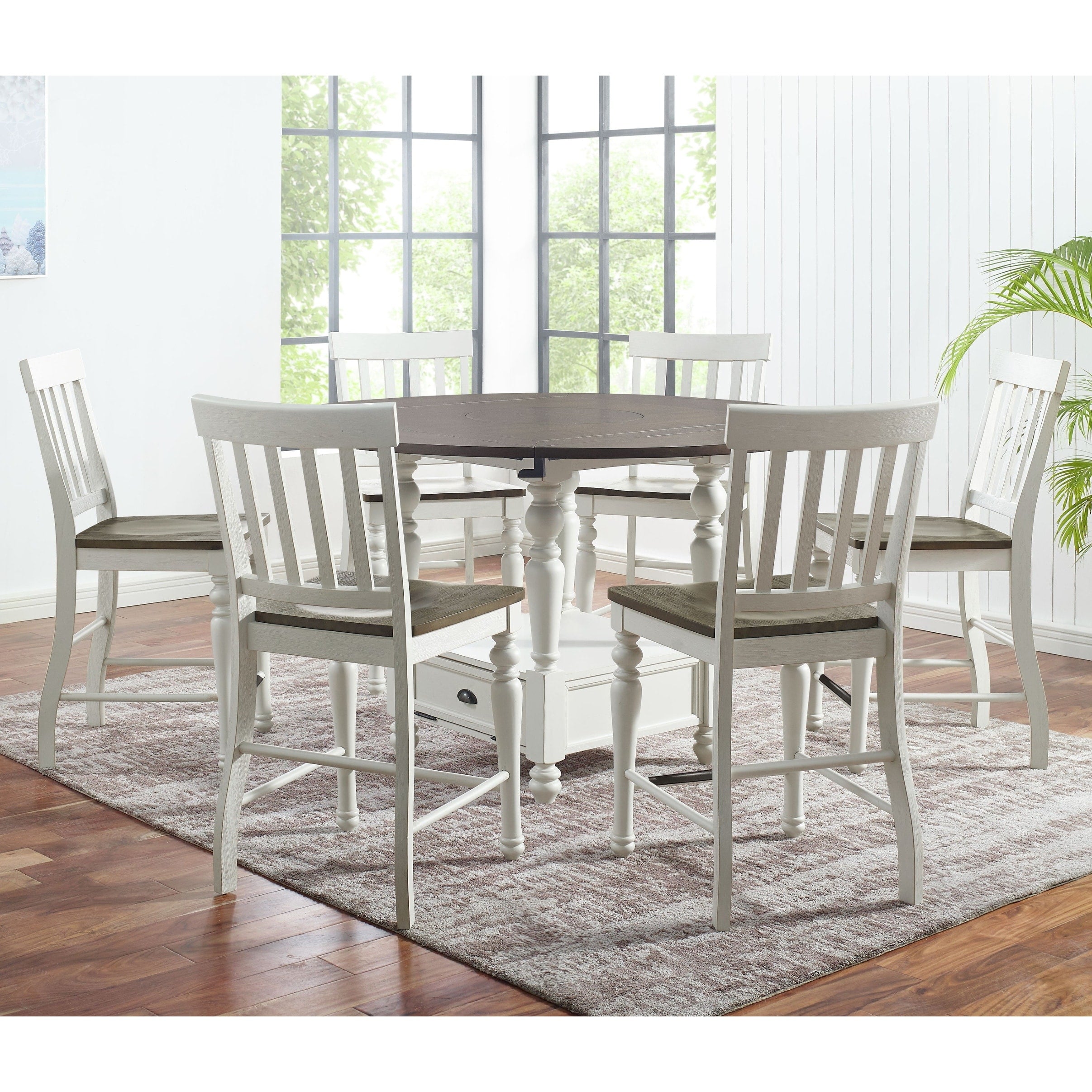 Jillian Two Tone Counter Height Drop Leaf 7 Piece Dining Set By Greyson Living
