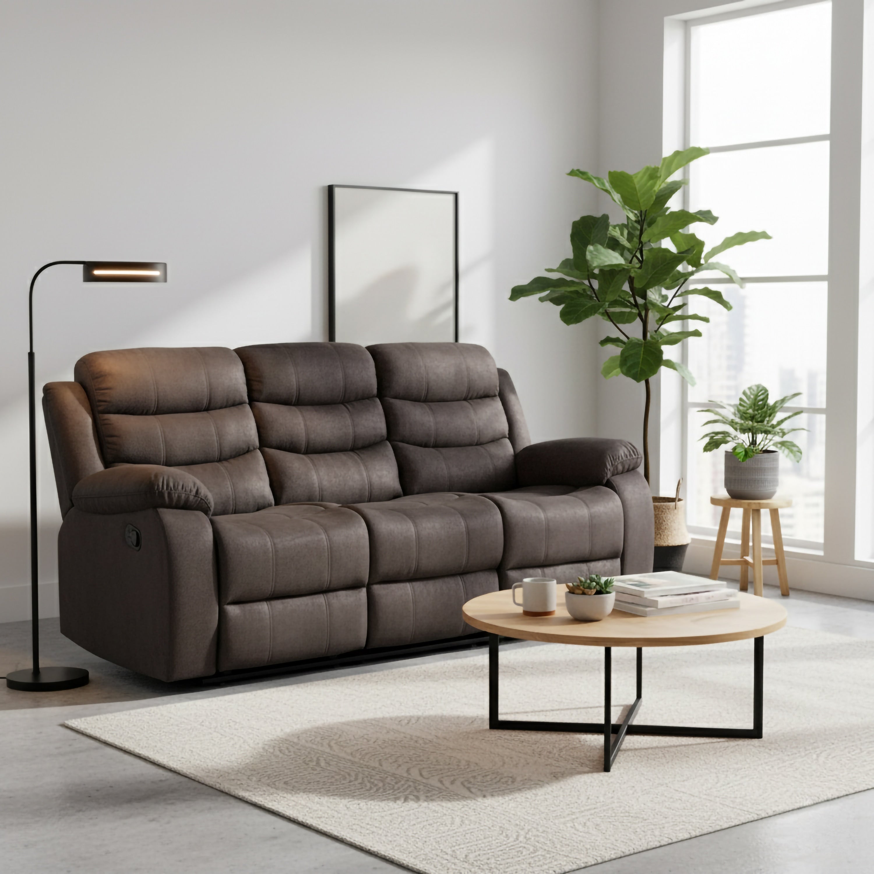 Jim Grey Upholstered Reclining Living Room Sofa
