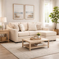 Jimy Sofa Chaise With 4 Pillows Flared Arms Jute Beige Nuvella 91 Inch