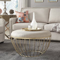 Jinger Beige Linen Ottoman By Inspire Q Modern
