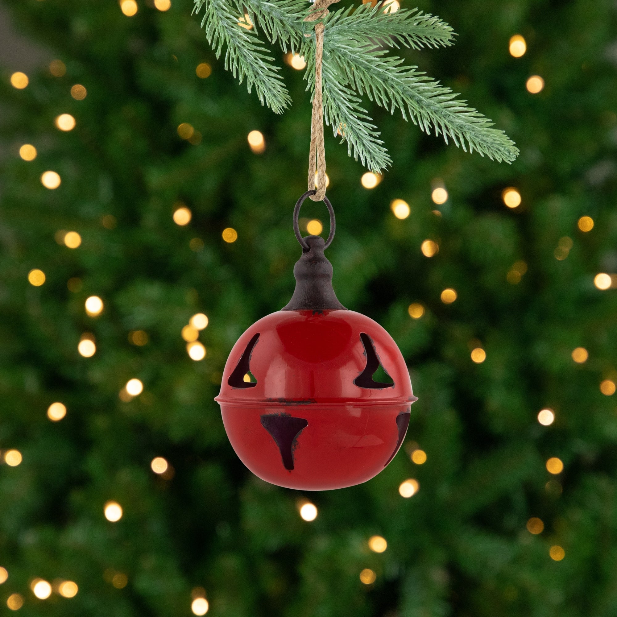 7 Red Metal Jingle Bell Hanging Christmas Decoration