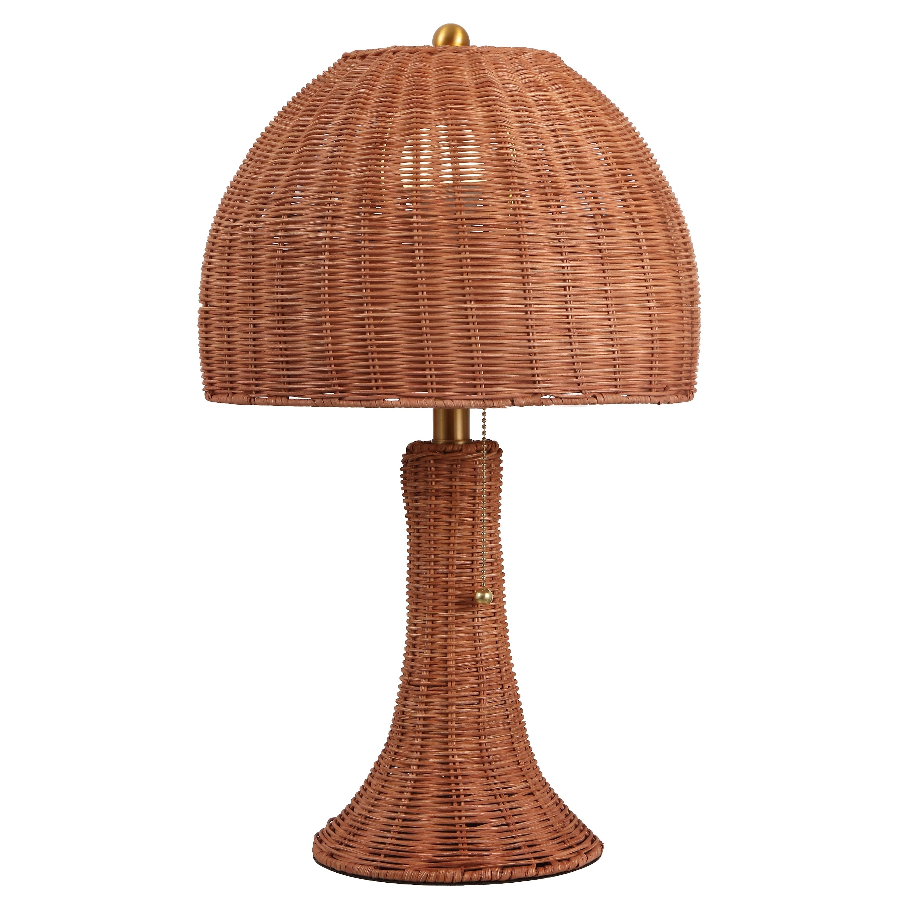 Joanie 22 Bohemian Rustic Woven Rattan Led Table Lamp With Pull Chain