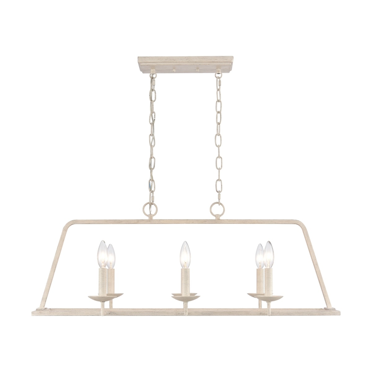 Joanie 34 Inch Wide 6 Light Linear Chandelier In Antique White 34In W X 14In D X 12.75In H
