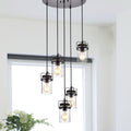 Joanna Oil Rubbed Bronze 5 Light Pendant With Clear Glass Shade