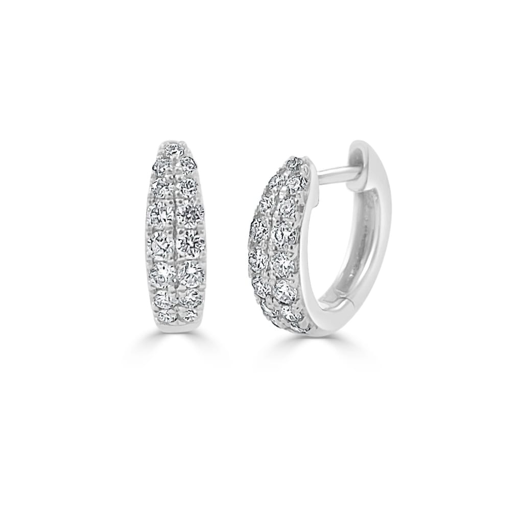 Joelle 14K White Gold 3 8 Cttw Diamond Double Row Huggie Earring