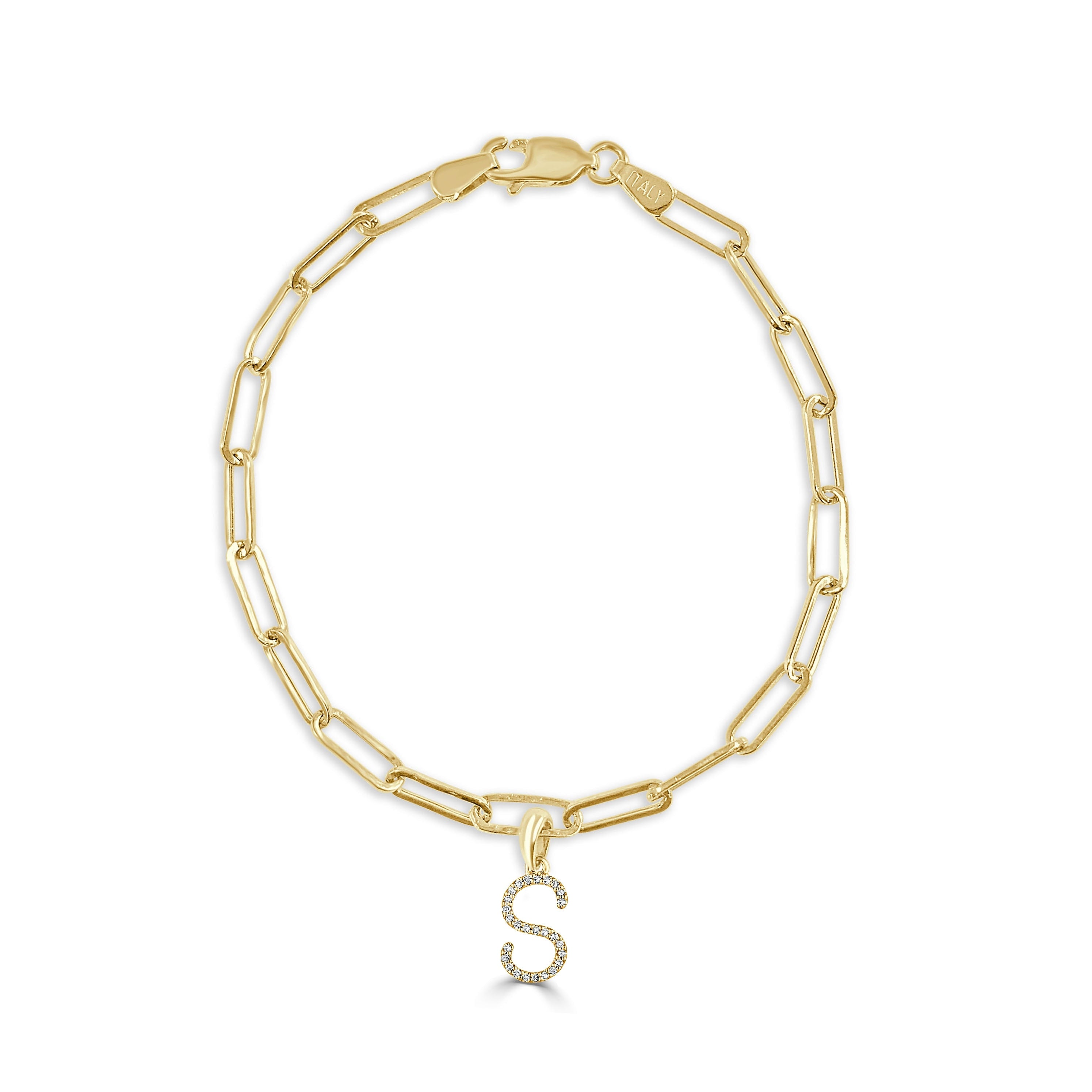Joelle 14K Yellow Gold Link Bracelet Diamond 1 10 Ct. Tw. Initial Charm