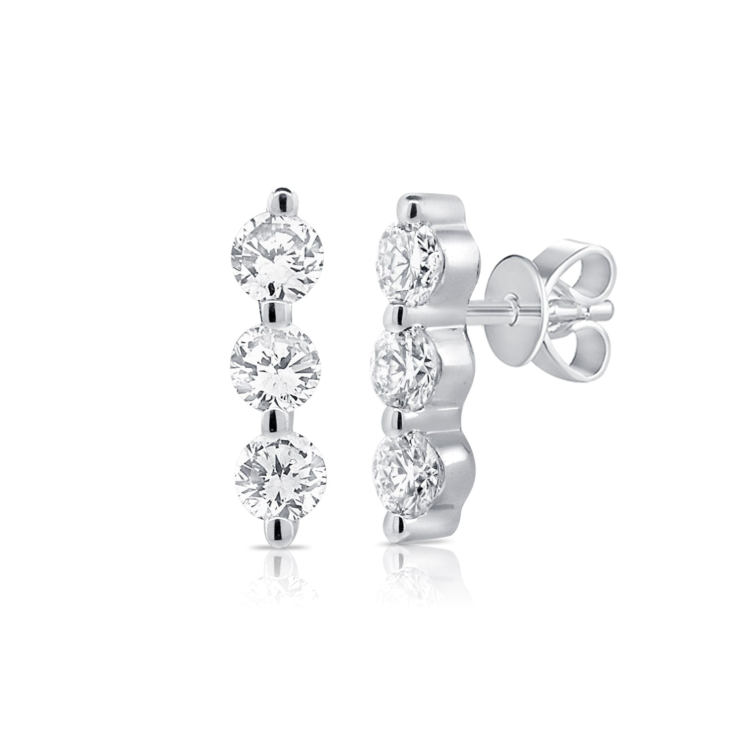 Joelle 14K White Gold 1 5 Ct. Graducte Diamond Bar Earrings