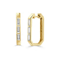 Joelle Collection Natural Baguette Diamond Hoop Earrings 14K Yellow Gold 0.85 Cttw