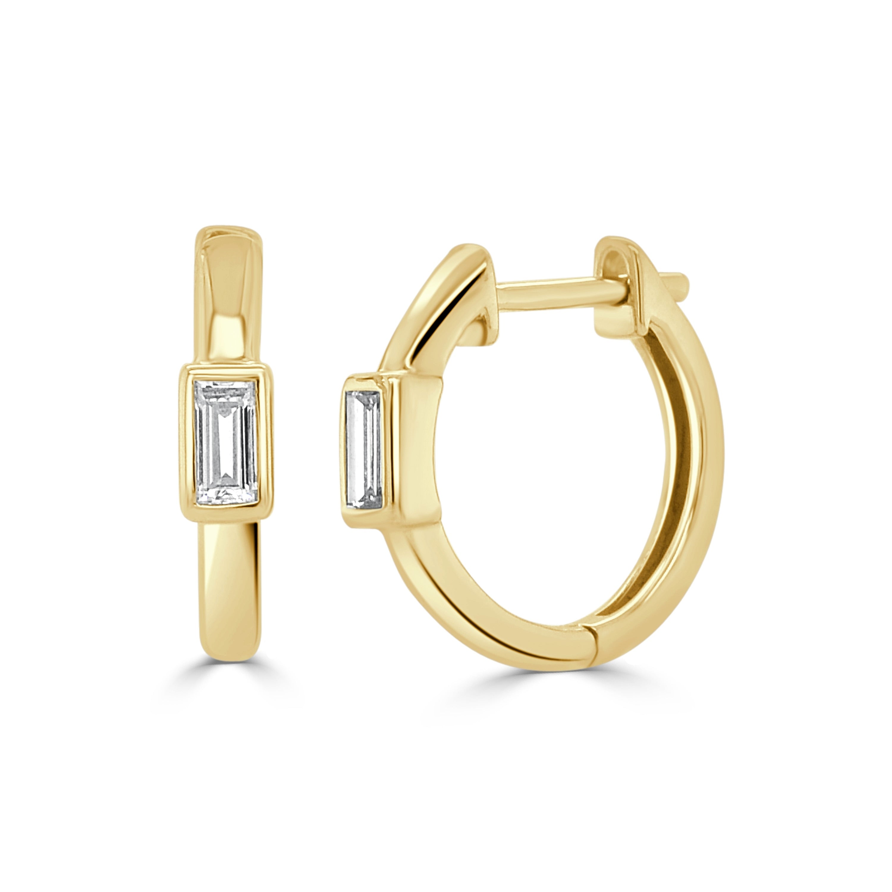 Joelle Collection Natural Baguette Diamond Small Hoop Huggy Earrings 1 4 Cttw