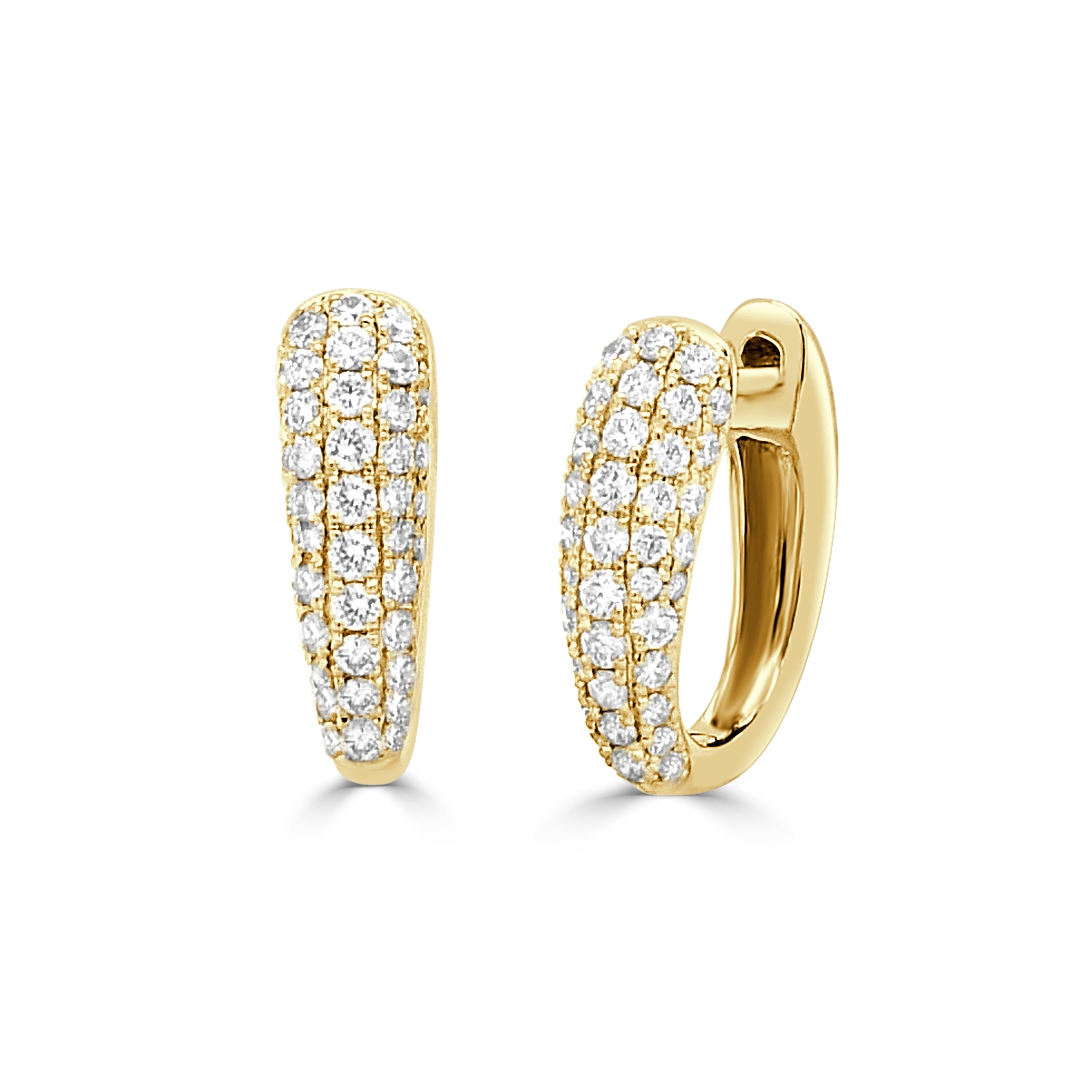 Joelle Collection Natural Diamond Hoop Huggy Earrings 14K Gold 0.60 Cttw