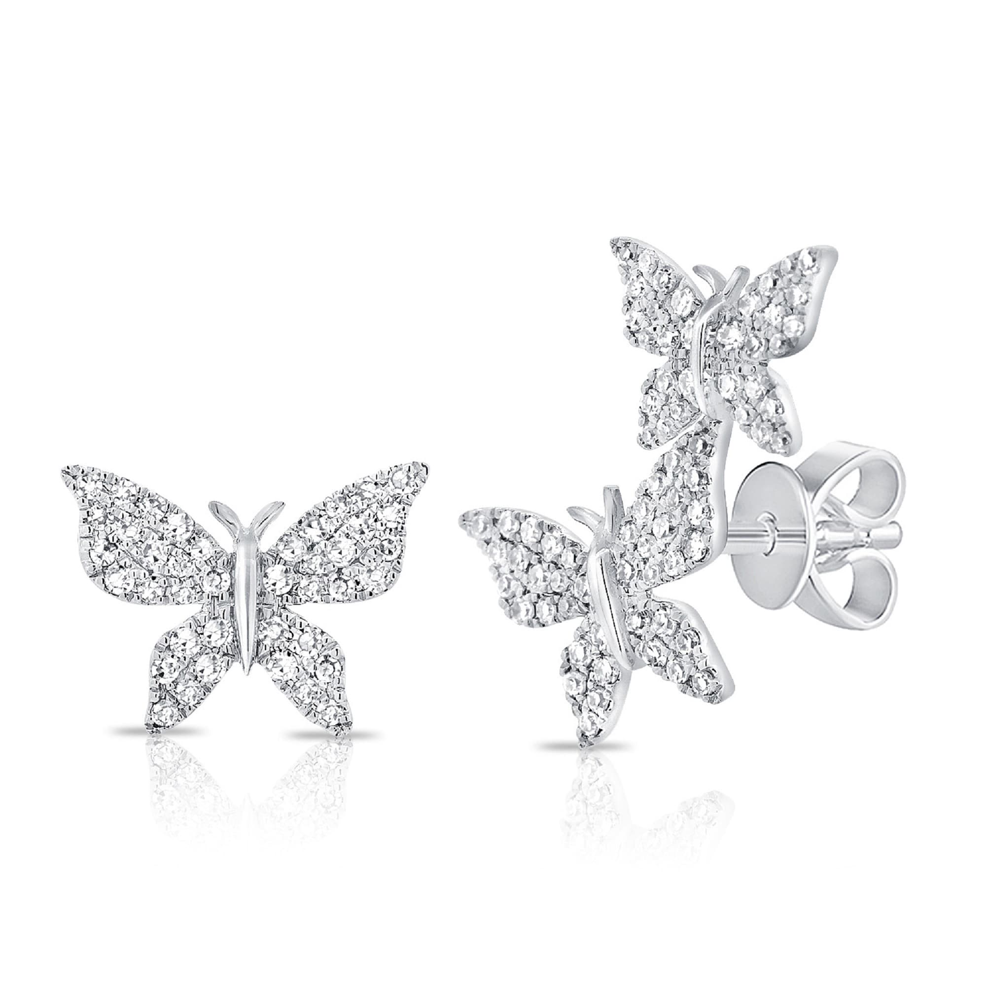 14K Gold 1 3 Ct Tdw Diamond Butterfly Stud Earring