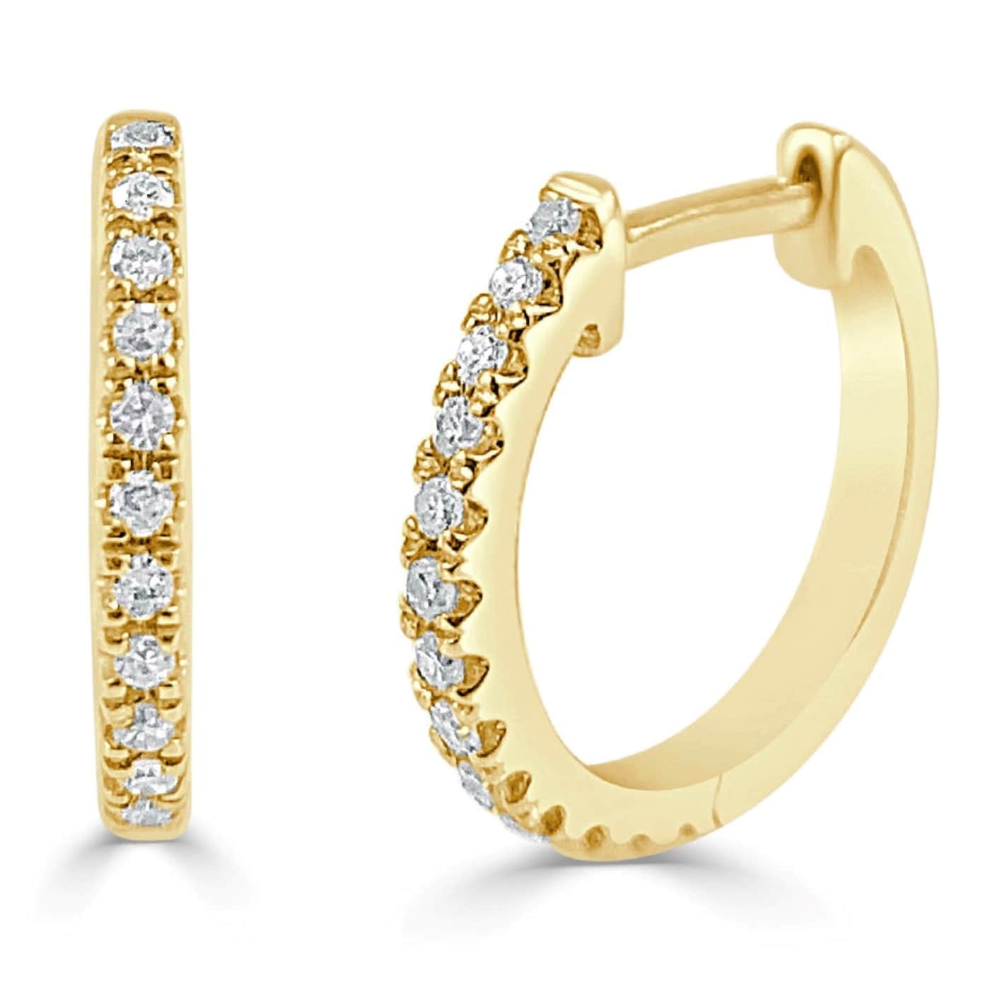 14K Gold And Diamond Small Huggy Earring .10Ct 1 2 Diameter