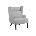 Joen Accent Chair High Wing Backrest Gray Chenille Wood Legs