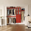 John Louis Home 12In. Deep Solid Wood 6 Drawer Doors Simplicity Closet Organizer Red Mahogany