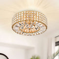 Jolie Chrome Finish 3 Light Crystal And Prism Round Flush Mount N A