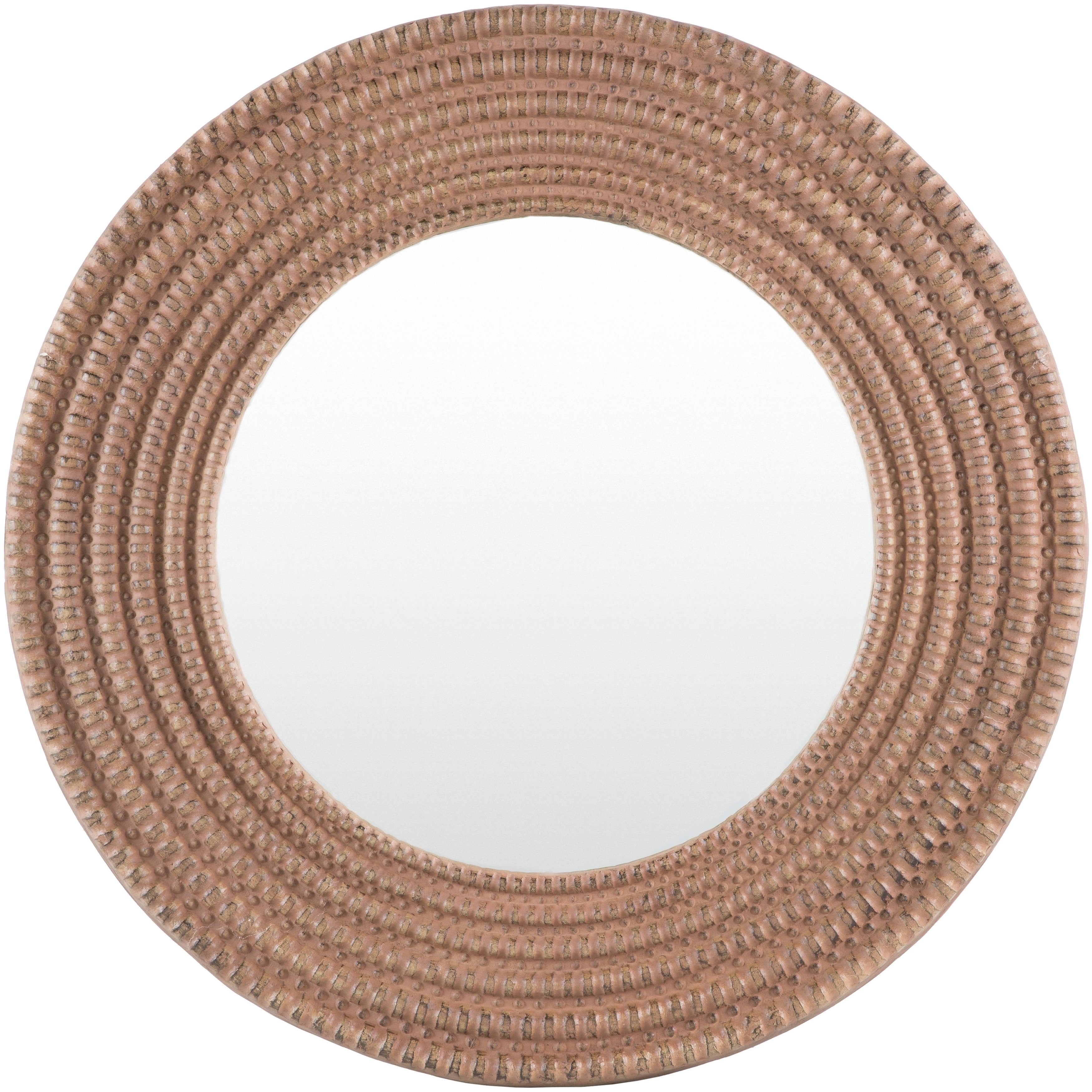 Jolie Distressed Farmhouse 28 Inch Round Mirror 28 H X 28 W