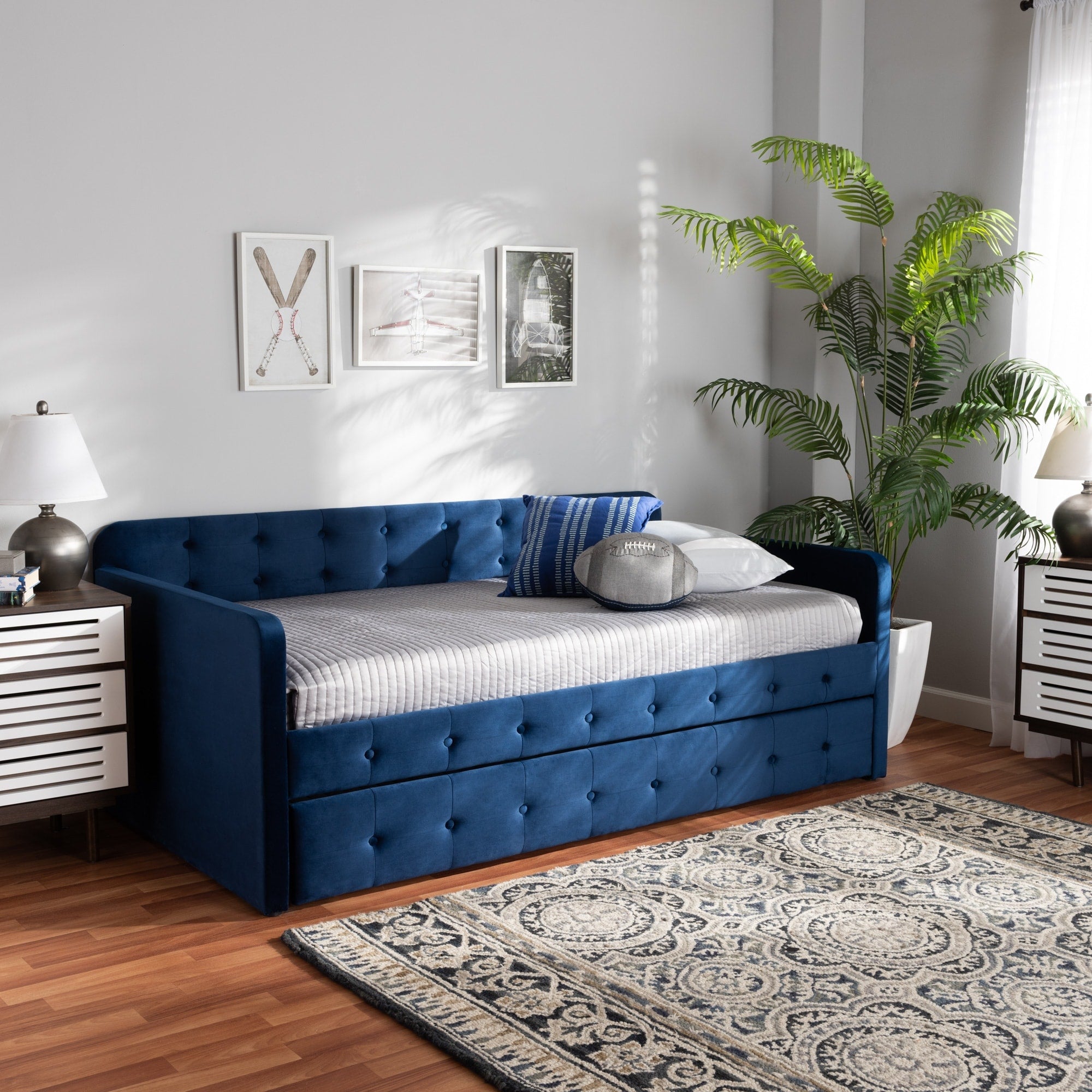 Jona Modern And Contemporary Transitional Daybed With Trundle