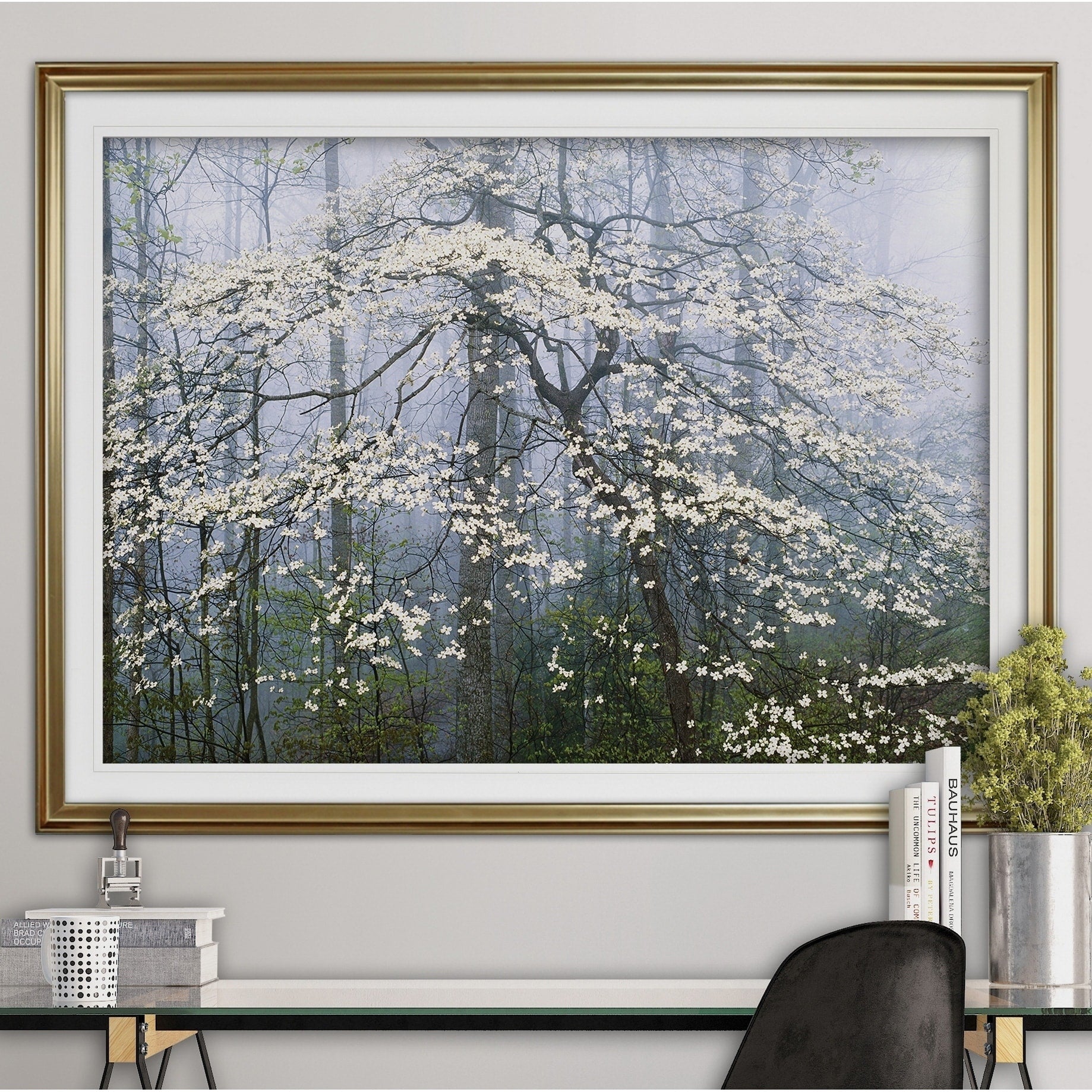 Jones _ Dogwood Canopy Premium Framed Print Blue Green White Black Red Grey Yellow