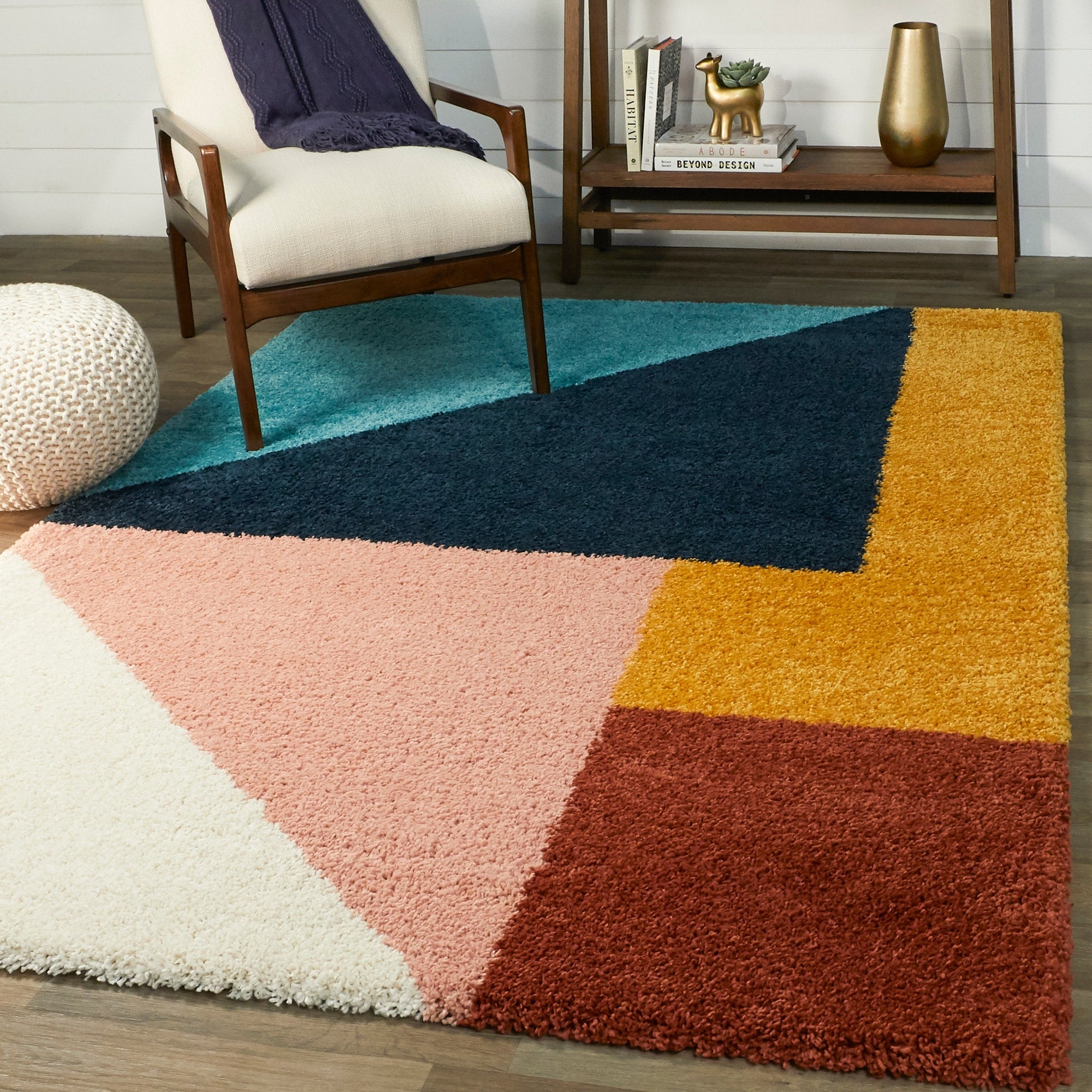 Jordan Color Block Shag Area Rug