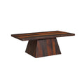 Jordan Solid Sheesham Wood Coffee Table With Geometric Pedestal Base
